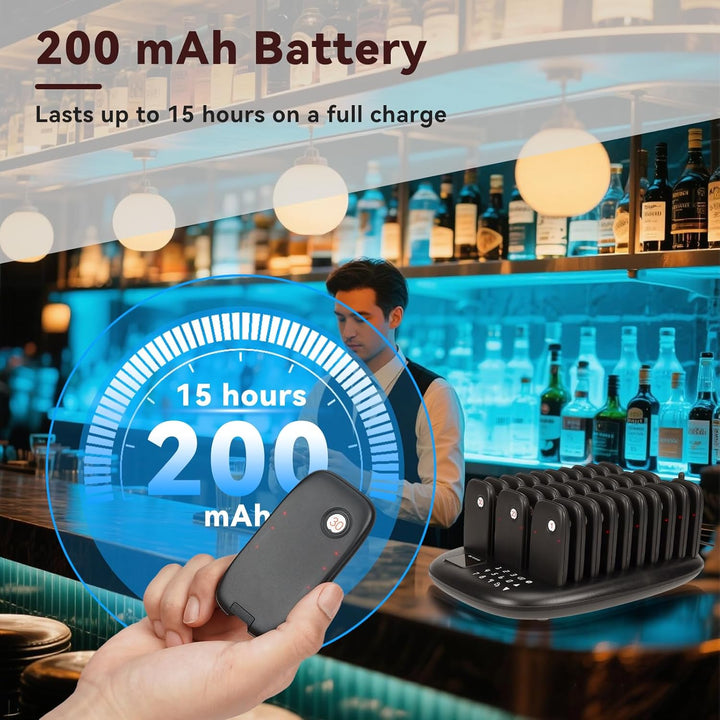Retekess TD175P Pager Rufsystem, Pager Gastronomie, 30 Pagers, Draussen 1000M, 7 Rufmodi, Einfache P