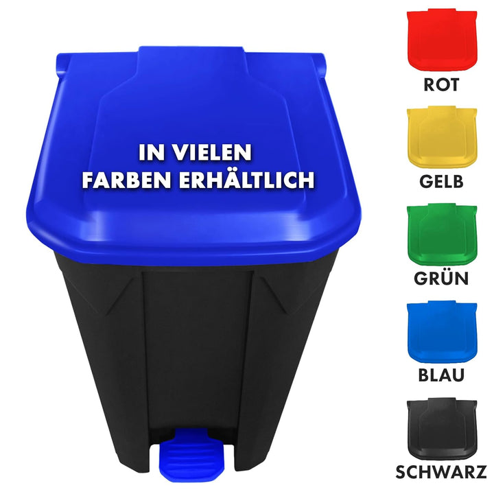 casa pura Mülltonne, Mülleimer 50 Liter, blauer Deckel, Abfalleimer für Küche und Büro, Mülltrennsys