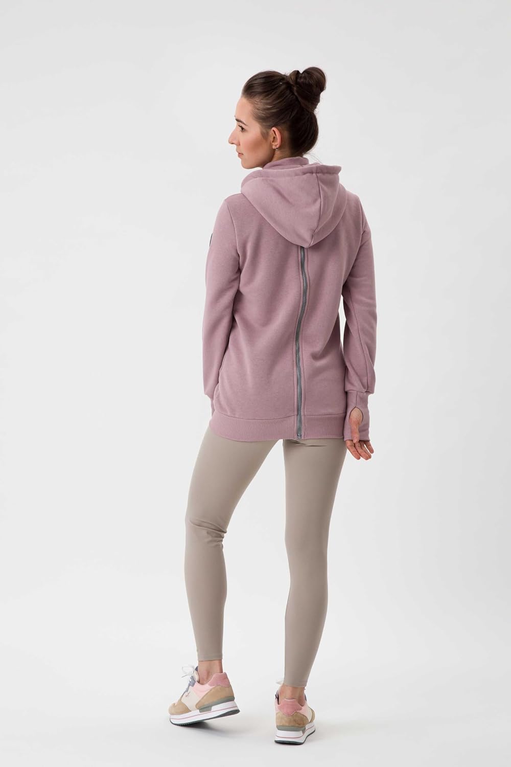 fun2bemum Pola 4in1 Baby Tragejacke für Mama Känguru Kapuze VORNE/HINTEN S Dust Pink, S Dust Pink