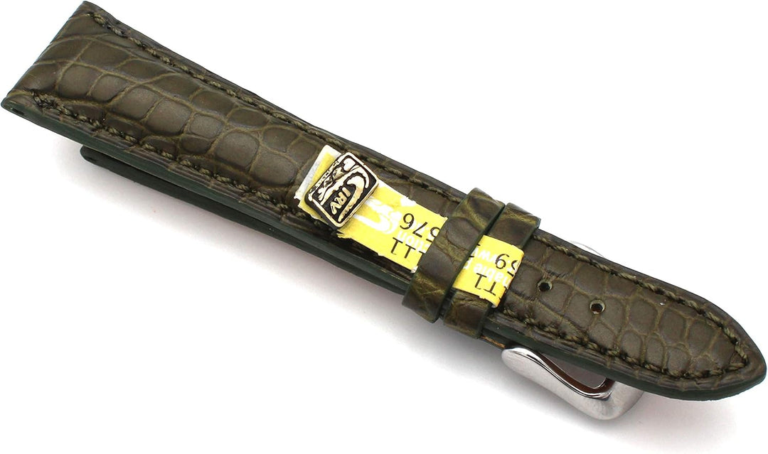 20mm XS Damenlänge Echt Alligator Vintage hangemacht in Deutschland Uhrenarmband Olive