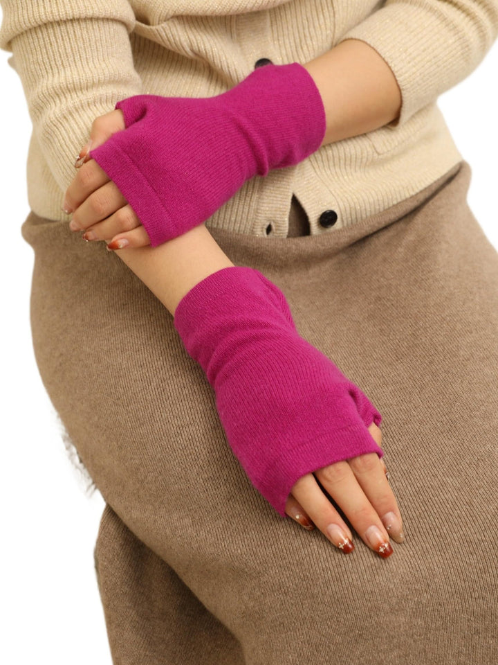 Prettystern Kaschmir-Wolle Damen Pulswärmer fingerlose Handschuhe Hand-Stulpen, 19 cm X 10 cm pink V