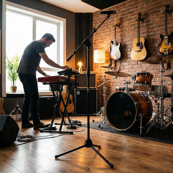 Mikrofonständer Mikrofonständer für Bühne, Studio, Aufnahme, Heimkino mit Metallsockel von Tlingt Su