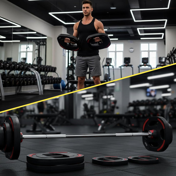 Aerobic Pump Hantelset, Komplettes Langhantelset mit Langhantelstange und Gummi-Scheiben, Enthält 2x