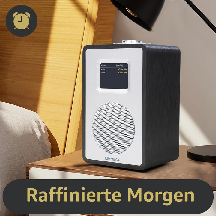 LEMEGA CR4+ DAB Radio Mit Bluetooth(Holzgehäuse,Tragbares DAB Plus Radio,Küchenradio,UKW-Radio,Doppe