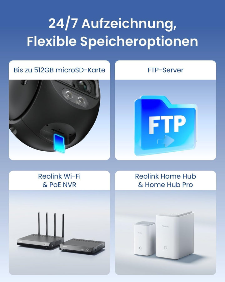 Reolink 4K 8MP PTZ Überwachungskamera Aussen mit Dual-Objektiv, 2,4/5GHz WLAN, Auto-Tracking, Smarte