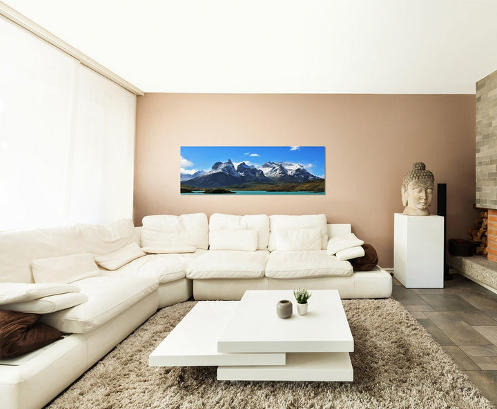 Paul Sinus Art Panoramabild auf Leinwand und Keilrahmen 150x50cm Chile Nationalpark Gebirge Schnee B