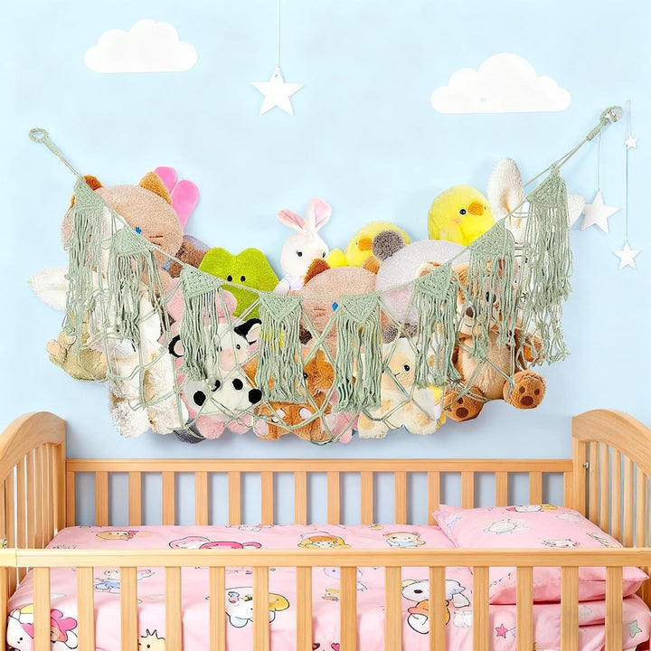 Hängematte für Plüschtiere | Ästhetischer Wand-Organizer - Stricknetz für Plüschpuppen Organizer für