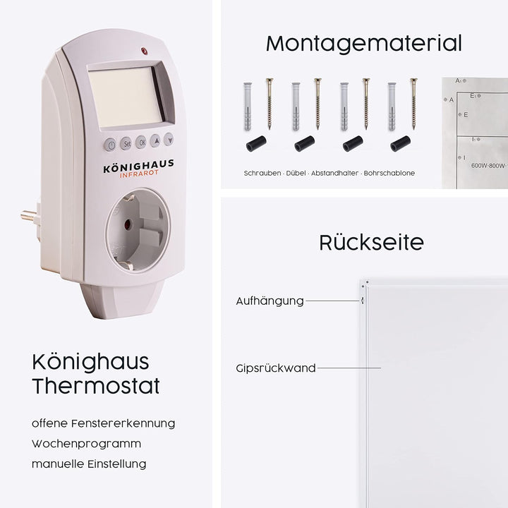 Infrarotheizung – Bildmotiv – TÜV/GS - 800 Watt + Thermostat - Weisser Rahmen (46. Sonnenuntergang)