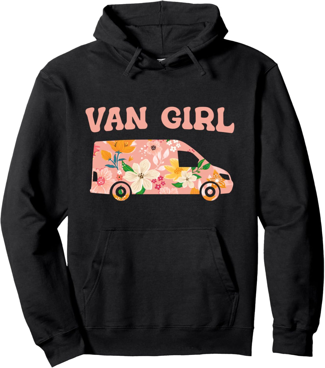 Camper Van Girl Buslife Caravan Camping - Camper Bus Pullover Hoodie