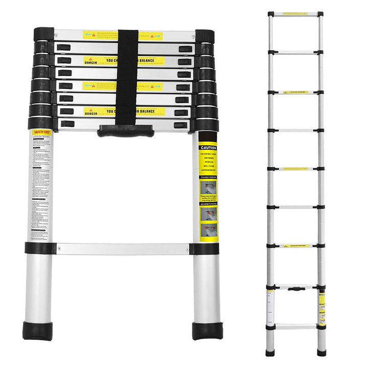 Eulenke 2,6M Teleskopleiter, Rutschfester Mehrzweckleiter 150 kg Belastbarkeit, Aluleiter Haushaltsl