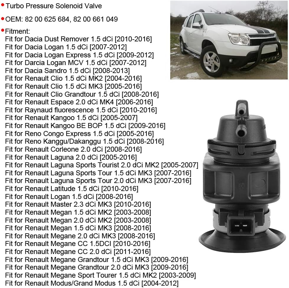 Magnetventil, Magnetventil, Qiilu Turbo Druckmagnetventil 82 00 661 049 Passend für Renault Megan Me