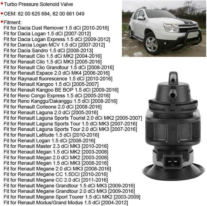 Magnetventil, Magnetventil, Qiilu Turbo Druckmagnetventil 82 00 661 049 Passend für Renault Megan Me