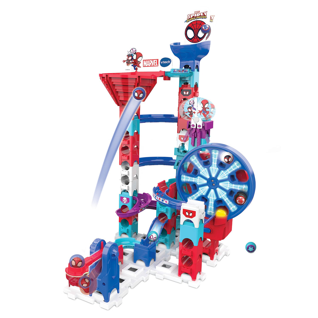 VTech Marble Rush - Spidey Super Spin Challenge SP300 E – Interaktive Murmelbahn mit spannenden Bahn