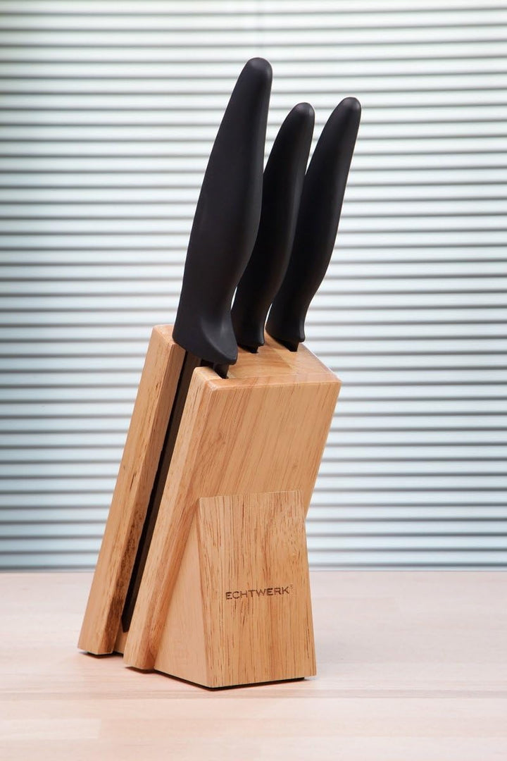 ECHTWERK Messerblock aus Holz für 3 Teile Einheitsgrösse Color, Einheitsgrösse Color