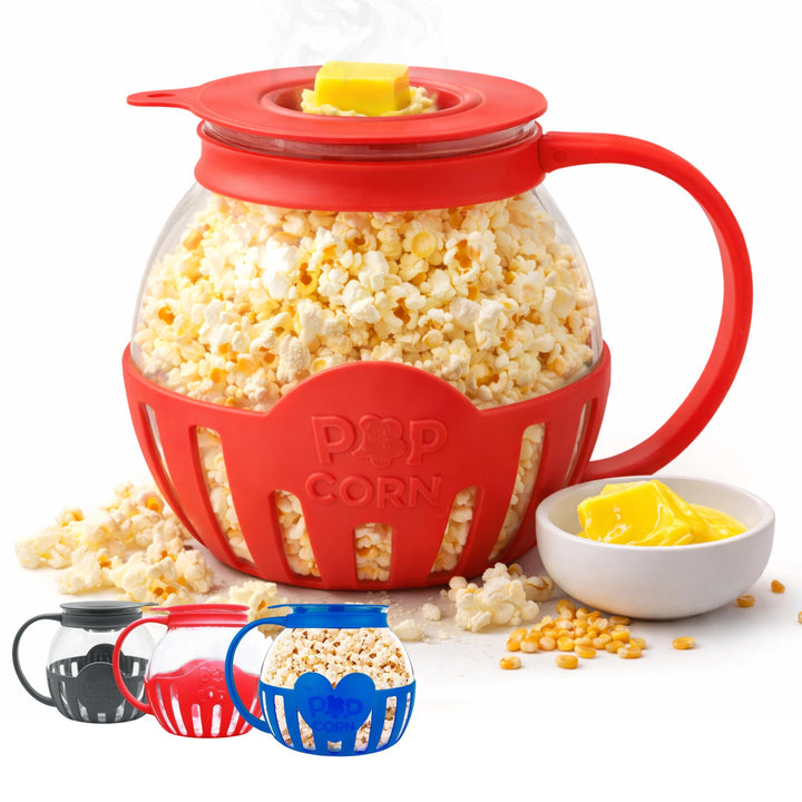 Netrox - Popcorn Maker für Mikrowelle – Glasbehälter, BPA-frei, spülmaschinengeeignet – Fettfreie Po
