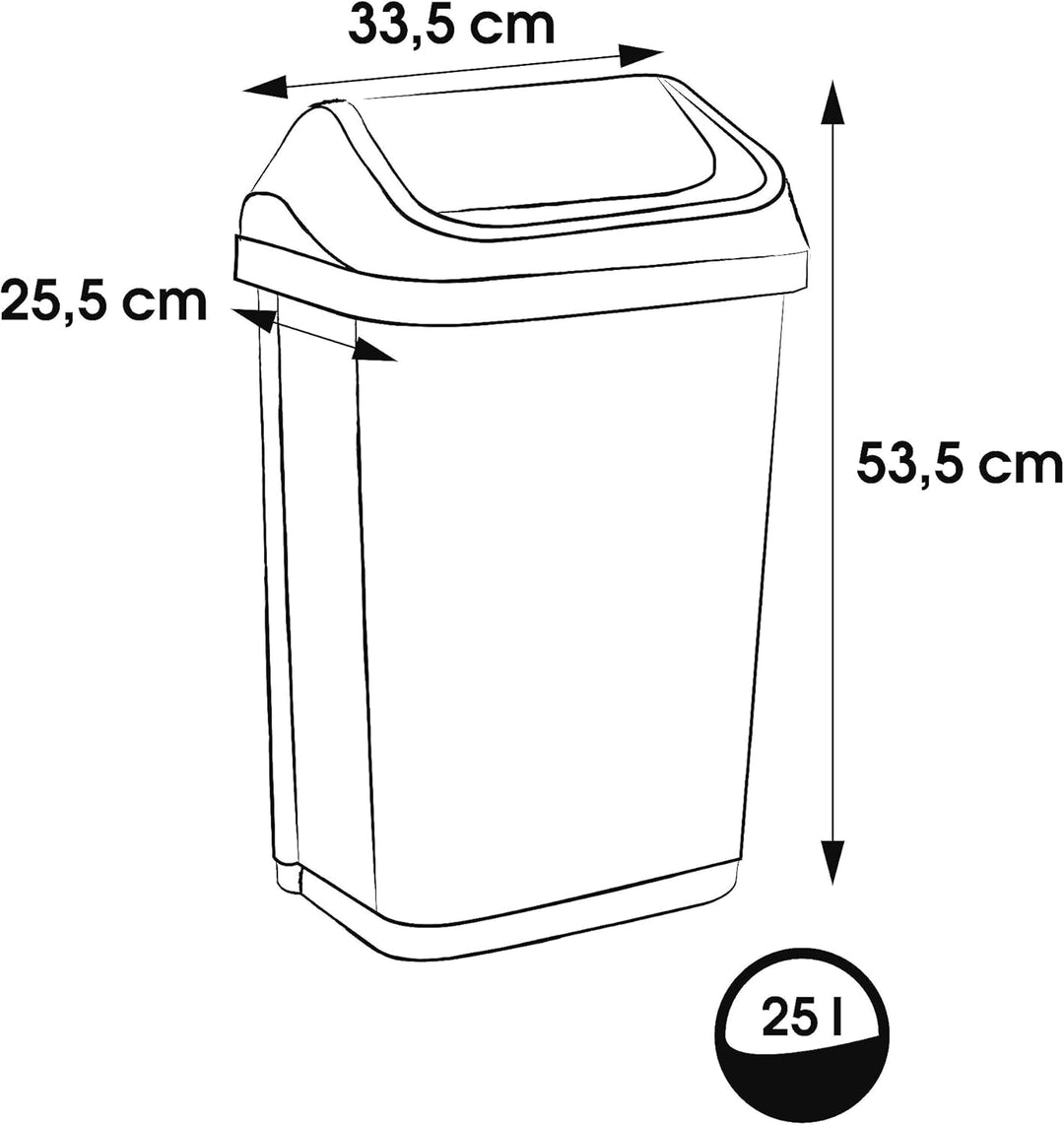 keeeper Mülleimer mit Schwingdeckel, 25 l, Swantje, Graphit-Grau Graphit 25 L, Graphit 25 L