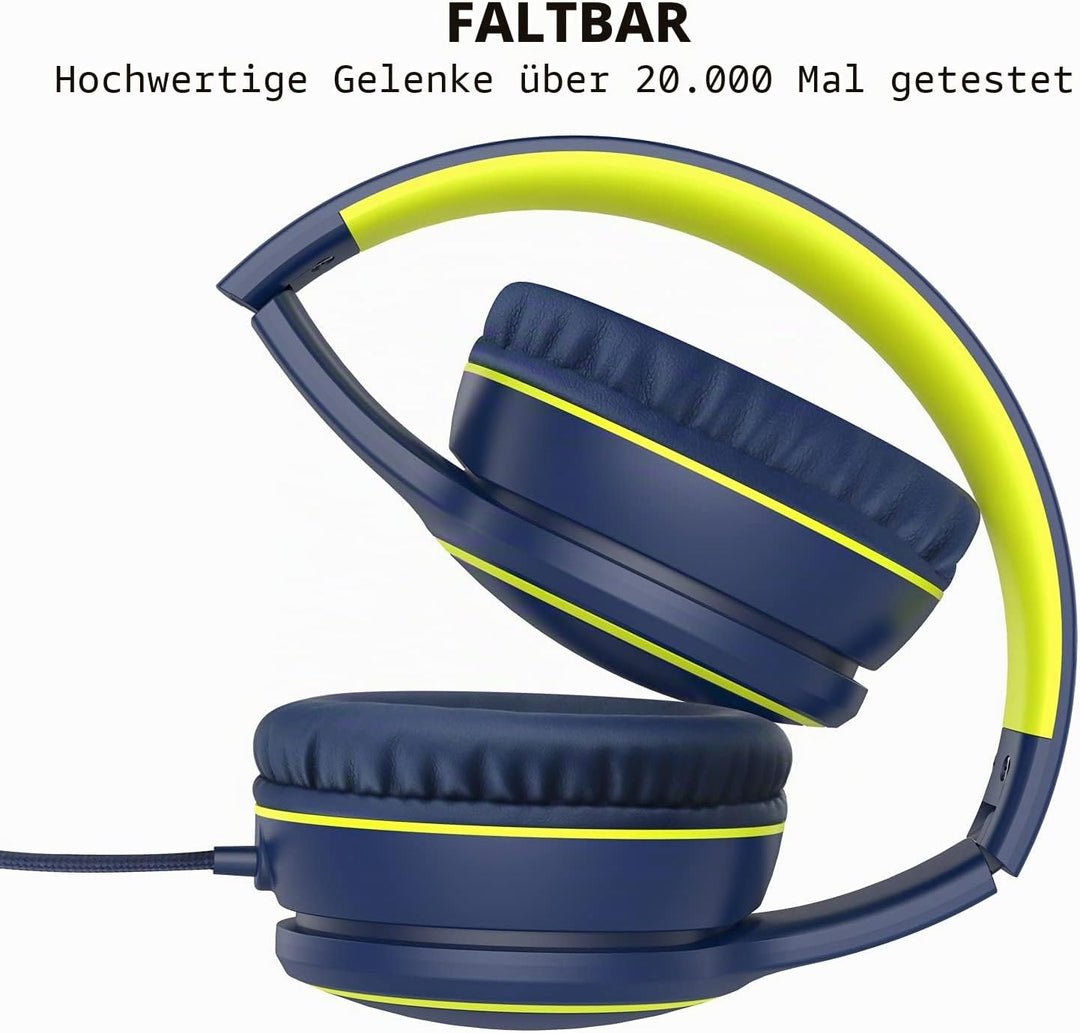 RORSOU R10 Over-Ear Kopfhörer mit Mikrofon, Leichtgewichtige klappbare Stereo-Bass-Headset mit 1,5 m