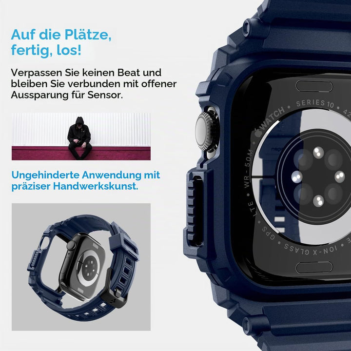 Spigen Rugged Armor Pro Hülle mit Armband Kompatibel mit Apple Watch 11/10 42mm (2025/2024) Marinebl