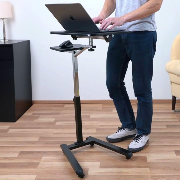 Tatkraft Joy Laptoptisch Hohenverstellbar mit Mausablage, Laptop Rolltisch, Stehtisch Mobil, Höhen O