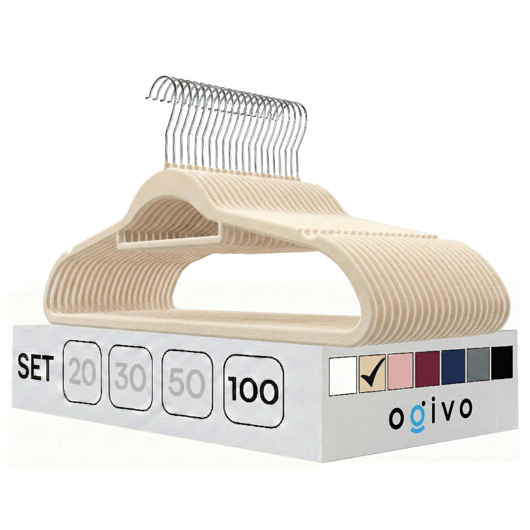 OGIVO Kleiderbügel Samt – 100er Set Hosenbügel rutschfest Bügel aus Samt für Ihre Garderobe – Samtkl