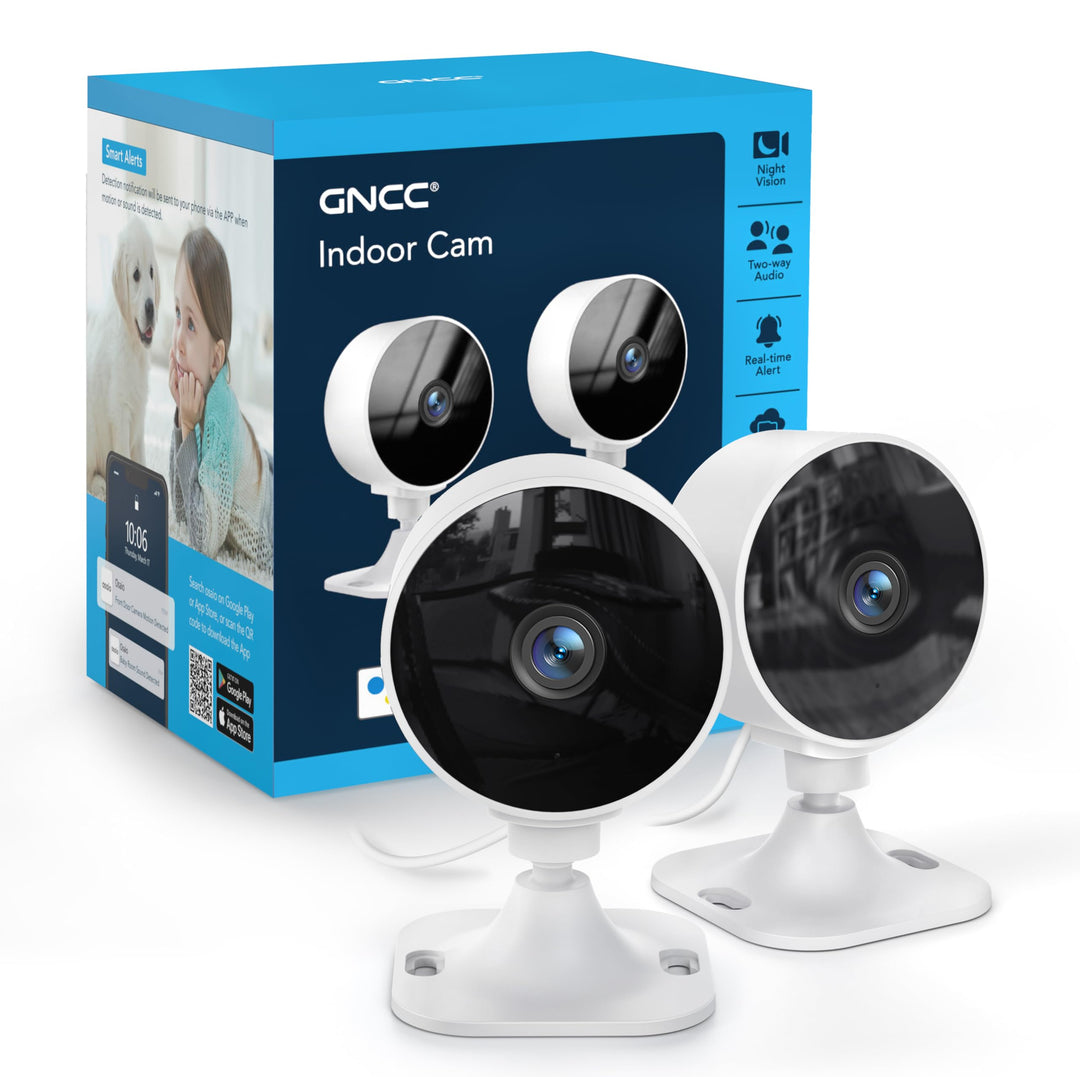 GNCC 2-Pack GC3 überwachungskamera Innen mit Nachtsicht, 1080P HD WLAN Indoor Kamera, Zwei-Wege-Audi