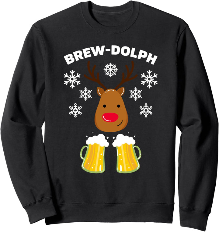 Brew Dolph Funny Reindeer Beer Christmas Sweatshirt