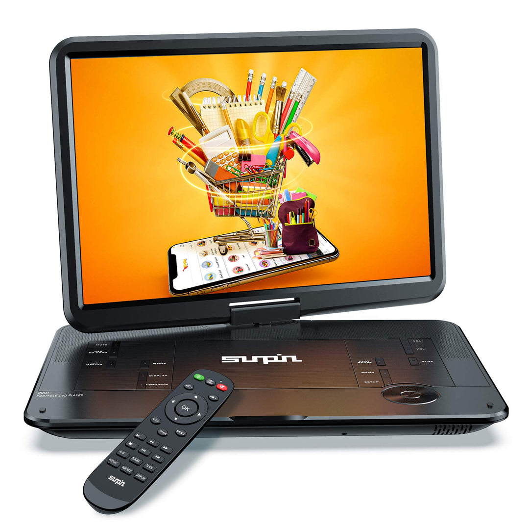 SUNPIN 17.9" Tragbarer DVD Player mit 15,6 Zoll HD Schwenkbaren Bildschirm, Stereo-Lautsprecher&Dual