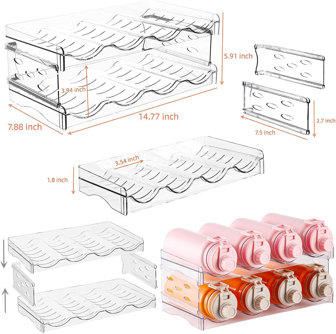 Flaschen Organizer, 2er Set Fasst 8 Behälter, Stapelbarer Flaschenhalter, Flaschenablage, Flaschen O