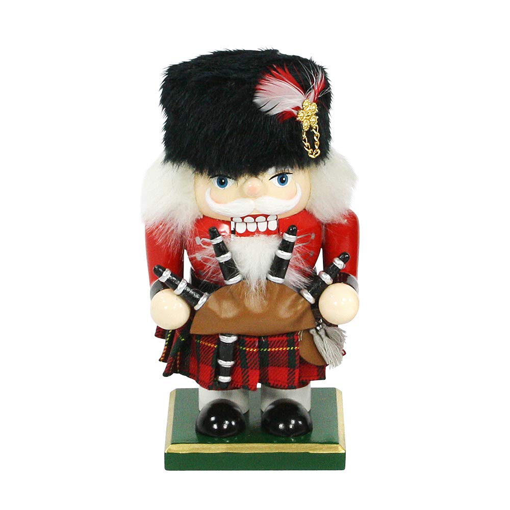 Dekohelden24 520210B Hochwertiger Nussknacker Schotte mit Dudelsack, ca. 18 cm, Grün