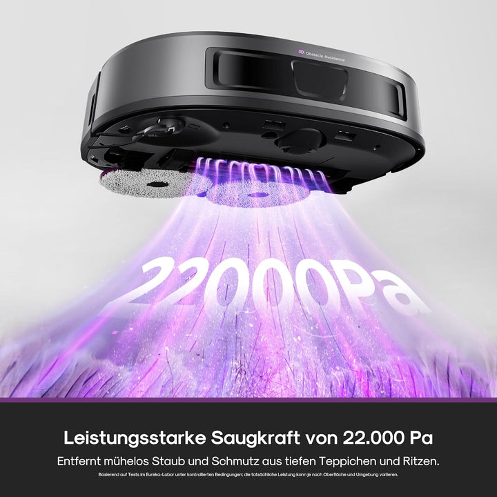Eureka J15 Evo Ultra Saugroboter mit Wischfunktion Absaugstation, 22000 Pa Saugkraft, Automatische W