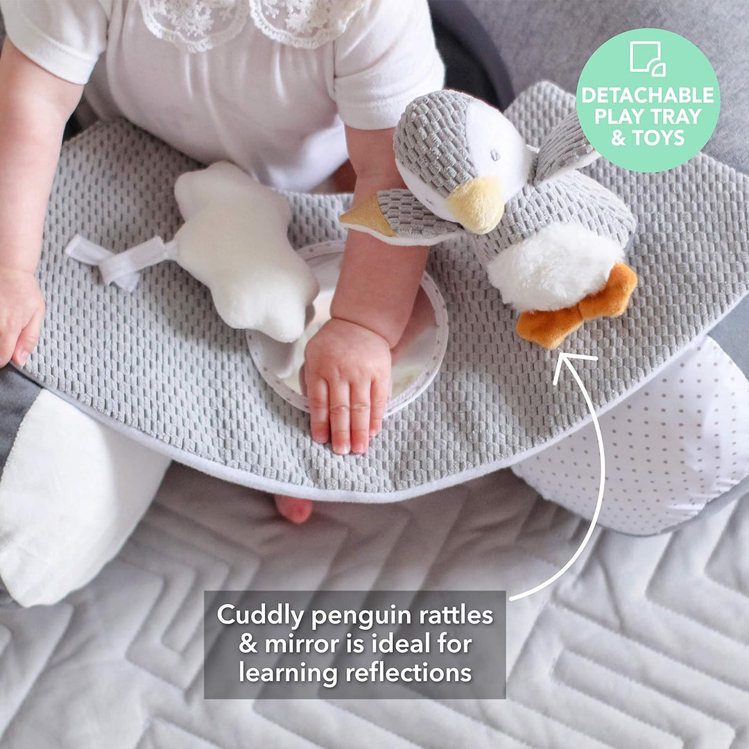Nuby - Penguin Sit-Me-Up Babysitz - Aufblasbarer Sit & Play Bodensitz mit Tablett und Babyspielzeug