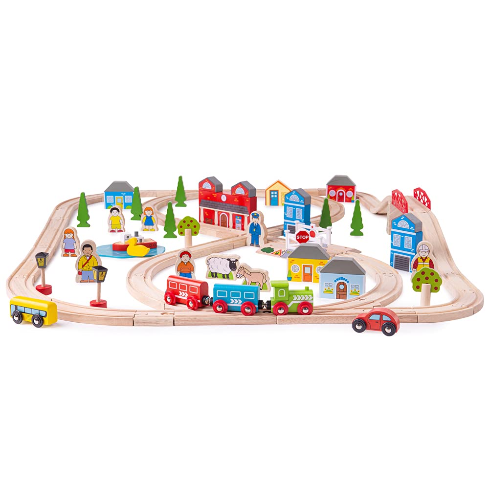 Bigjigs Rail Holzeisenbahn Set Stadt und Land