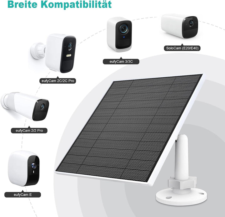 Solarpanel für Eufy Kamera, 5W Solarpanel für Eufycam kompatibel mit Eufycam 3/3C/2/2 Pro/2C/2C Pro/