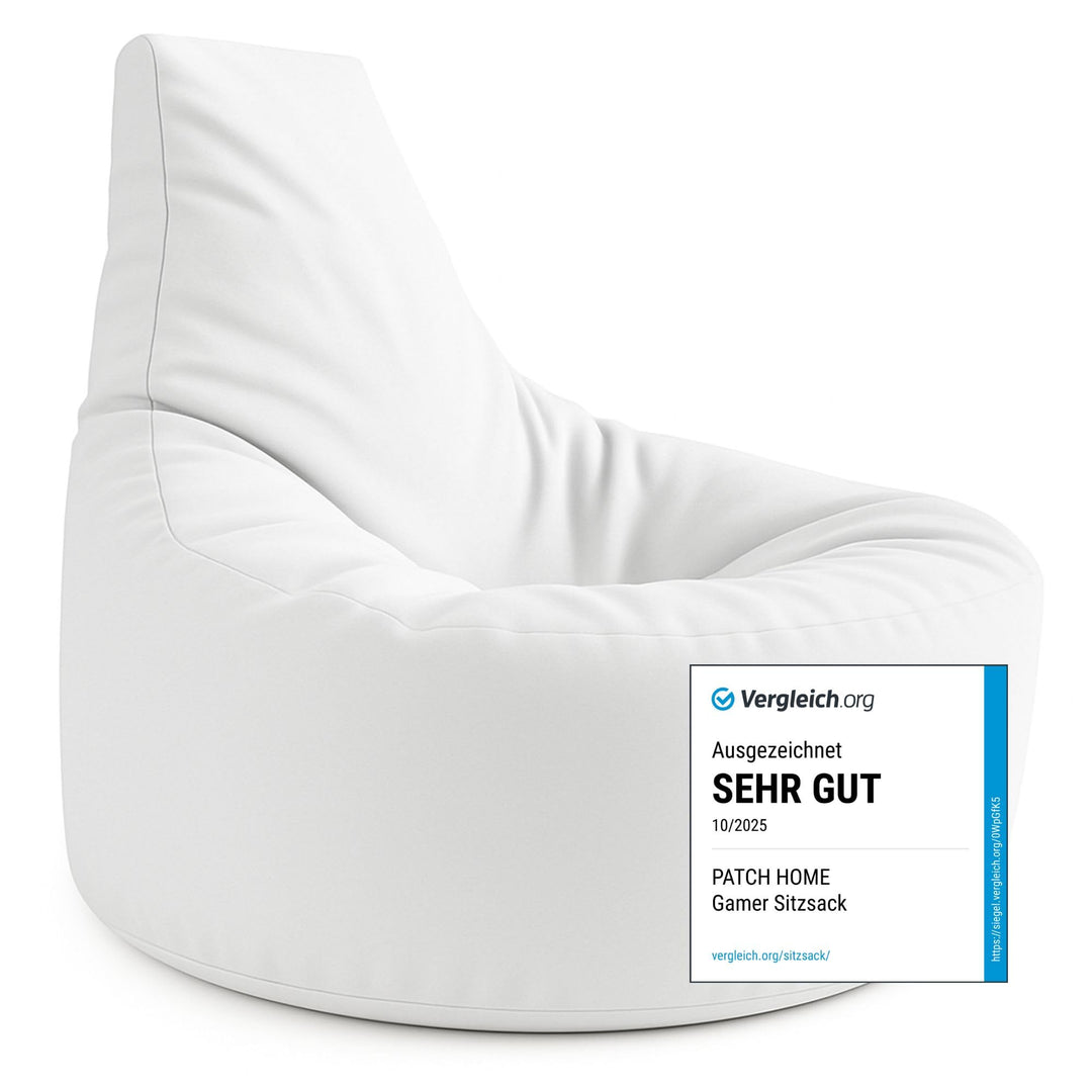 PATCH HOME Gamer Kissen &amp; Lounge Sitzsack – befüllbar mit Reissverschluss, gefüllt mit Styropor, gee