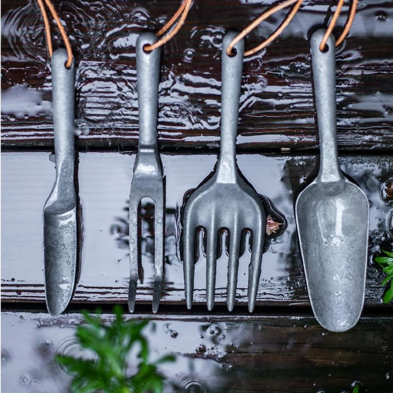 Gartenwerkzeug Set Aluminium, 4-teilig – rostfrei, robust & leichtes Gartengeräte Set & Pflanzwerkze