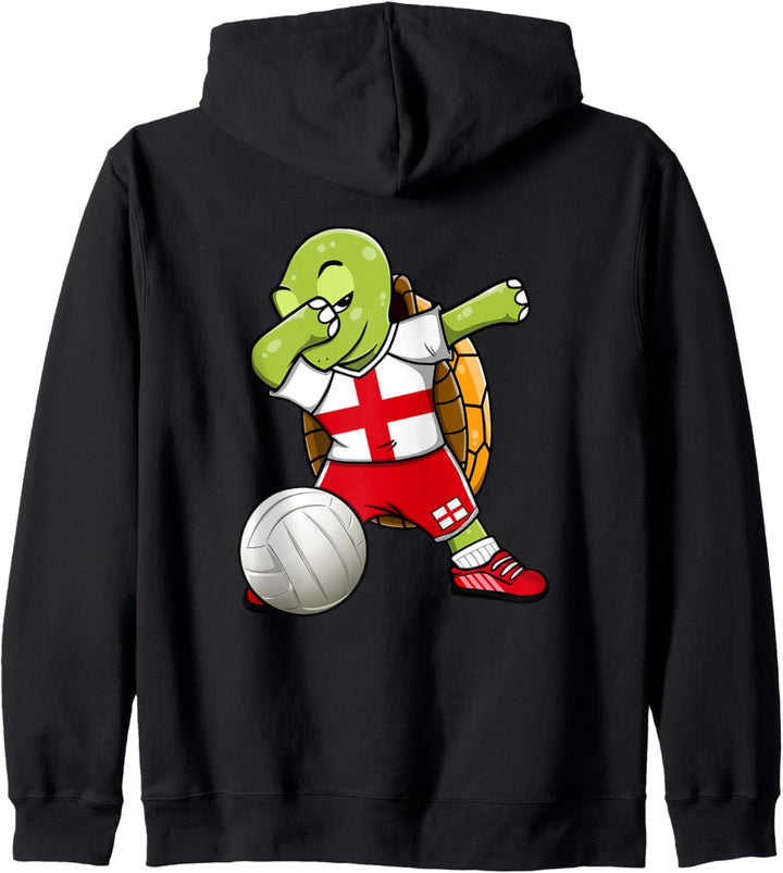 Dabbing Turtle England Volleyball Fans Trikot Englische Flagge Kapuzenjacke