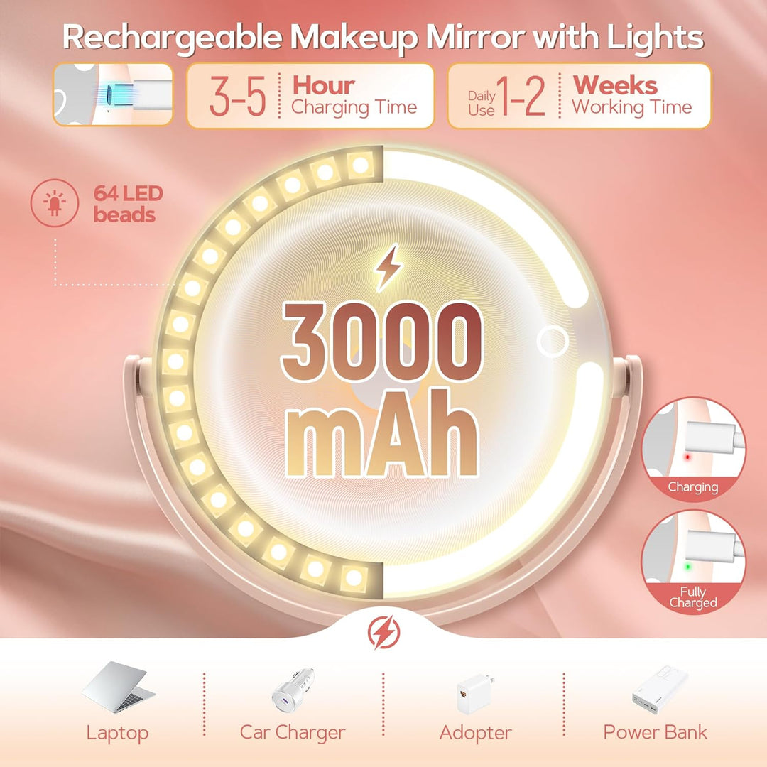 B Beauty Planet Beleuchteter Makeup Spiegel 30X Vergrösserungsspiegel mit 3 Farblicht, dimmbare LED