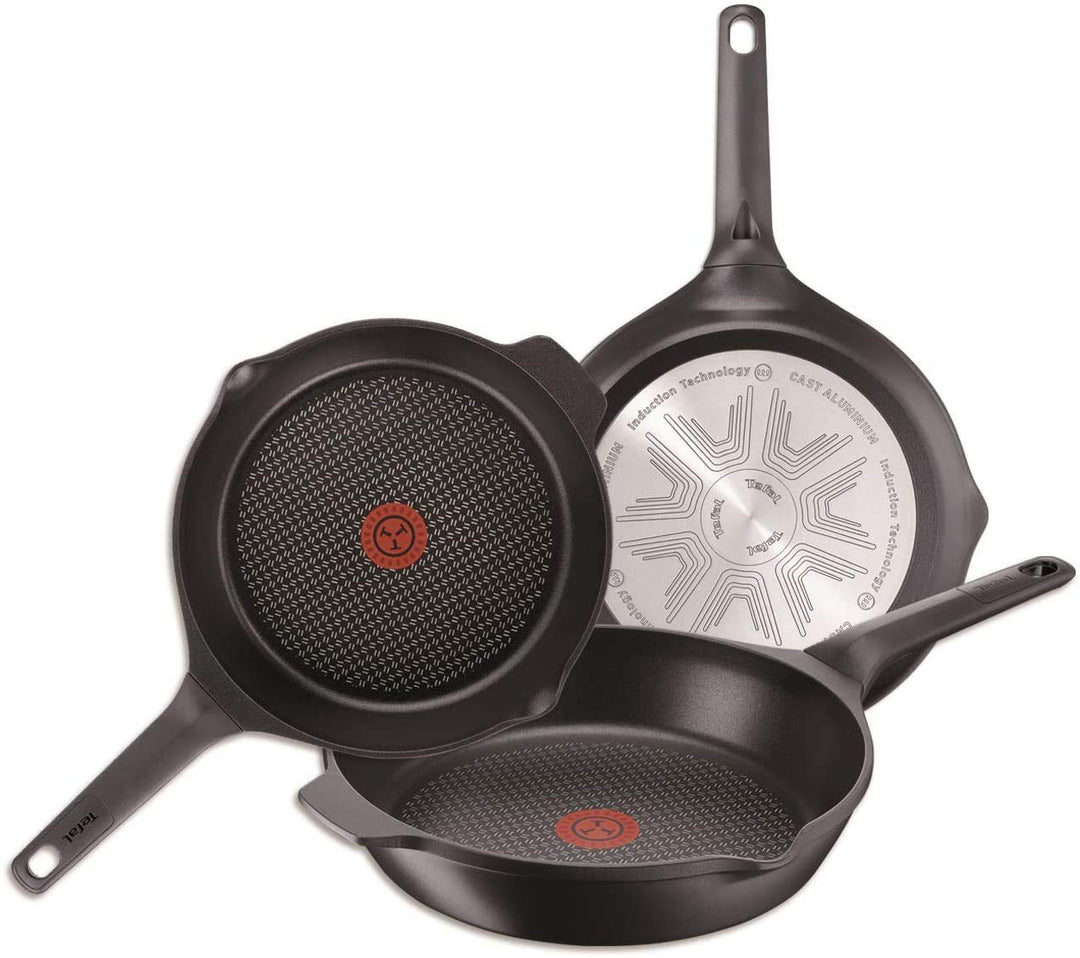 Tefal Aroma 3er Set Pfannen: 3 Pfannen 22/24/26 cm aus Aluminiumguss, Titan Beschichtung, Antihaft-P