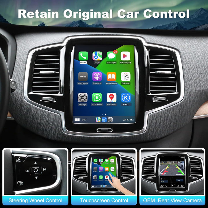 ISUDAR Wireless CarPlay &amp; Android Auto Module for Volvo XC90/XC60/XC40/S90/S60/V60/V40 Full Vertical