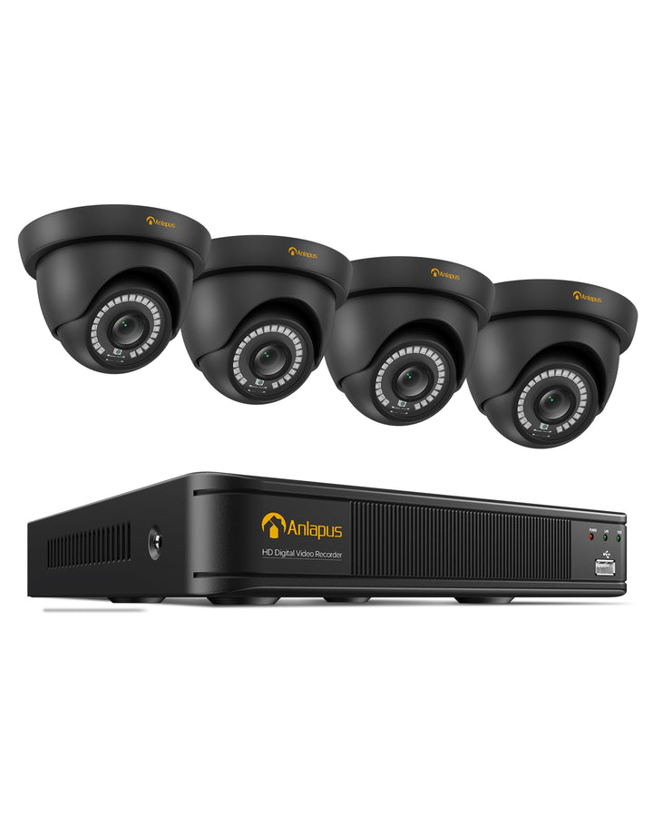 1080P HD Videoüberwachung System 8CH H.265+ 1080P DVR Recorder mit 4X 2MP Aussen Dome Kamera Set ohn