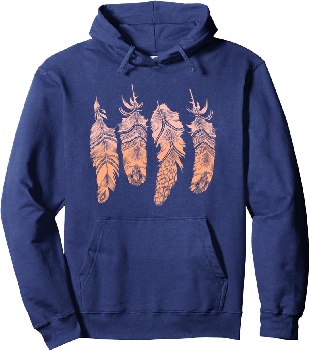 Four Feather Sunrise Gradient Bohemian Pullover Hoodie