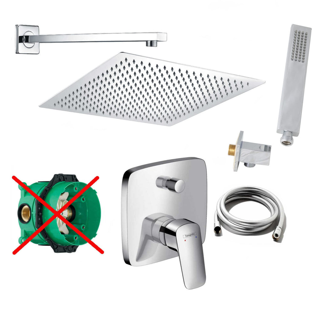 vanvilla Duschsystem mit Unterputz Duscharmatur von Hansgrohe Logis und vanvilla Regendusche mit Arm