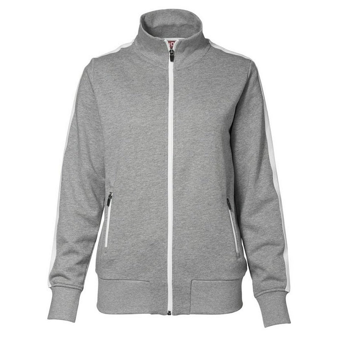ID Damen Sweatjacke CARDIGAN m. Kontraststreifen (3XL, grau-meliert) Grau-Meliert