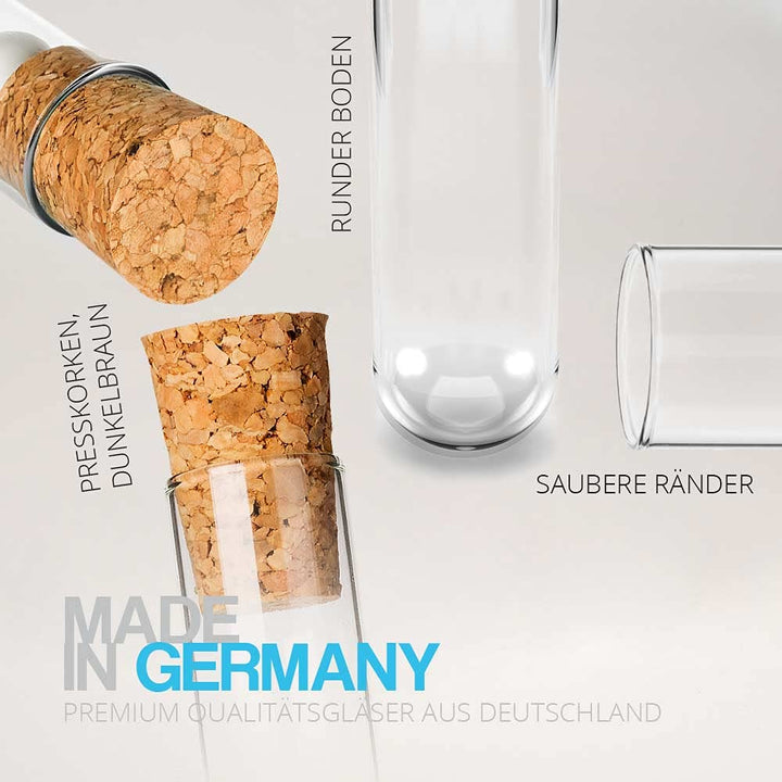 Tuuters 100x Glas Reagenzgläser mit Korken, dunkelbraun (75 x Ø12 mm), 75 x Ø12 mm