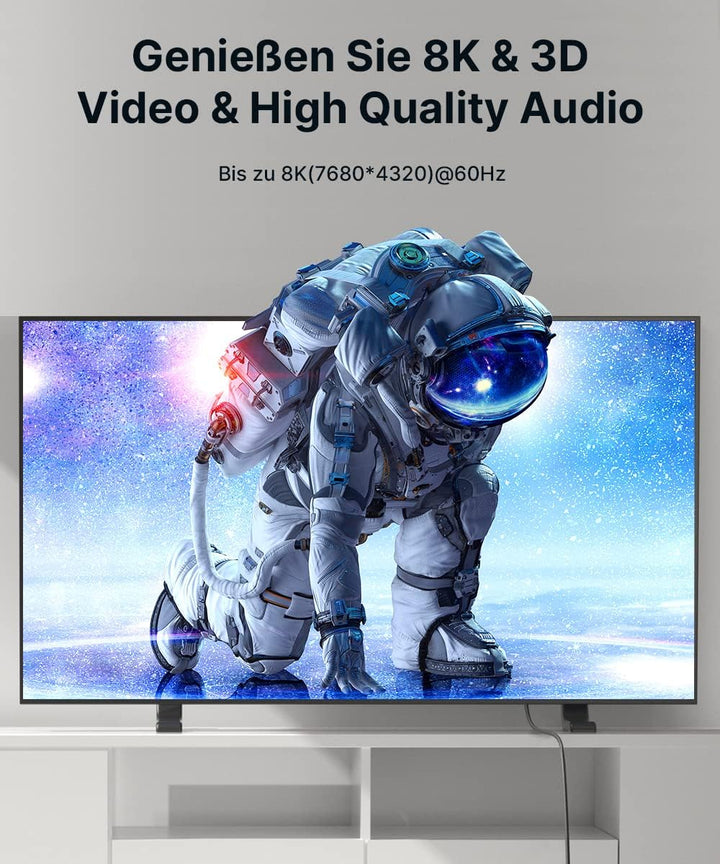 JSAUX 2 Stück 8K HDMI Kabel 3m | 4K & 8K HDMI 2.1 48Gbps High Speed HDMI Kabel | 4K@120Hz 144Hz, 8K@