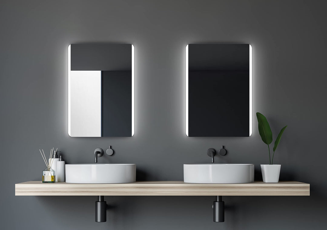Talos Badspiegel mit Beleuchtung Chic - Badezimmerspiegel 50 x 70 cm - Badspiegel mit hinterleuchtet