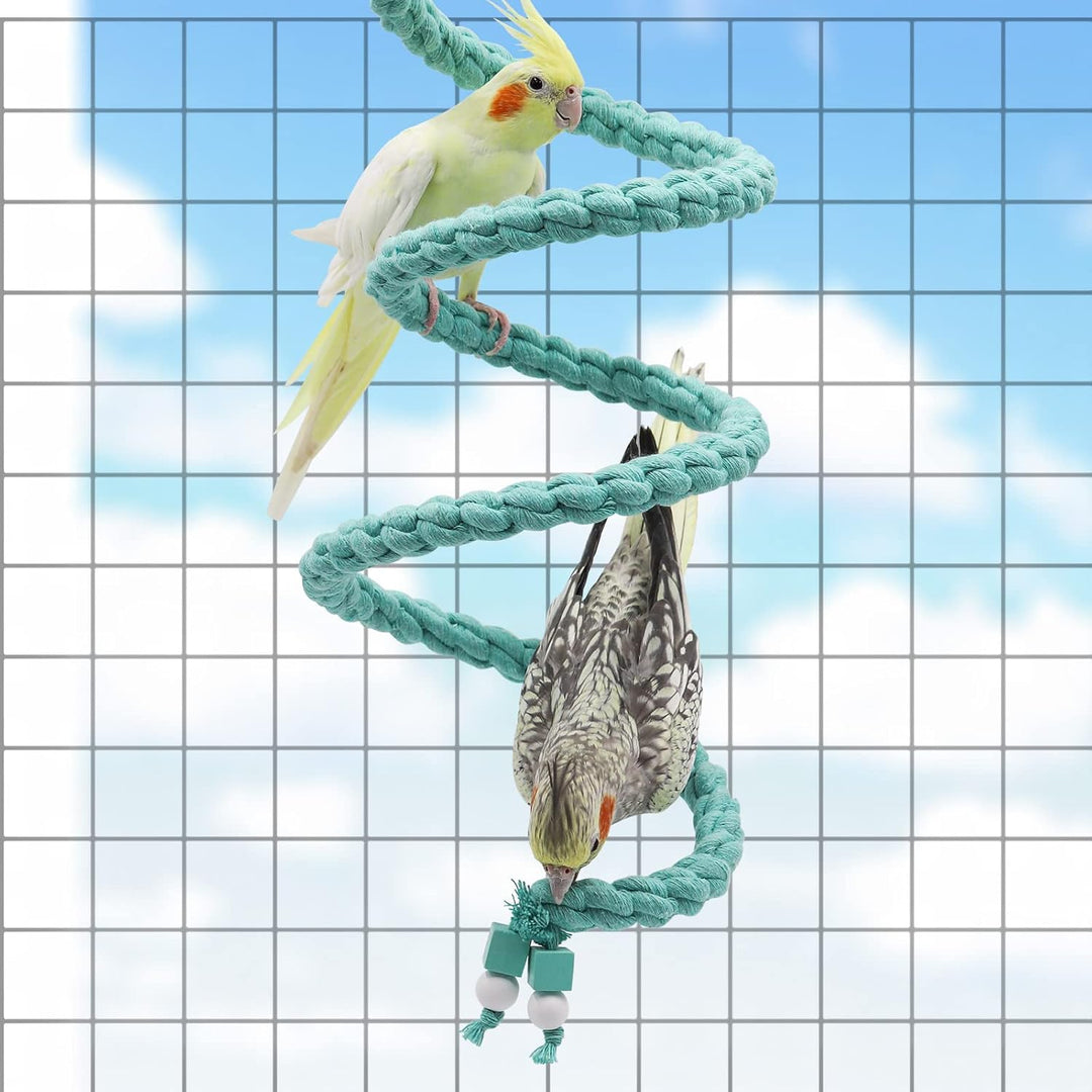 150 cm Extra Langer Vogel-Seil-Sitz, Spiralseil-Schaukelspielzeug für Vogelkäfig, Kletter- und Stehs