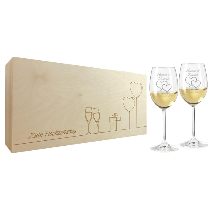 Geschenk zum Valentinstag – Wein Geschenksets – Weinglas mit Gravur 370ml – Hochzeitsgeschenke – Ges