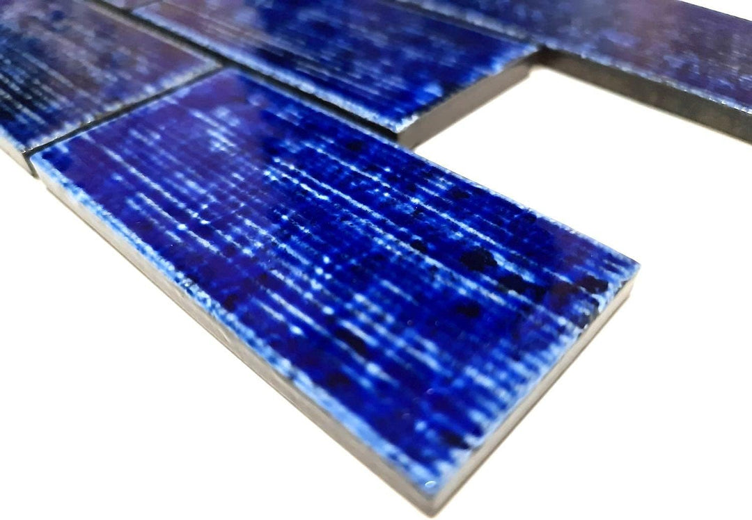 Keramik Mosaikplatte Verbund blau glänzend 10 Matten