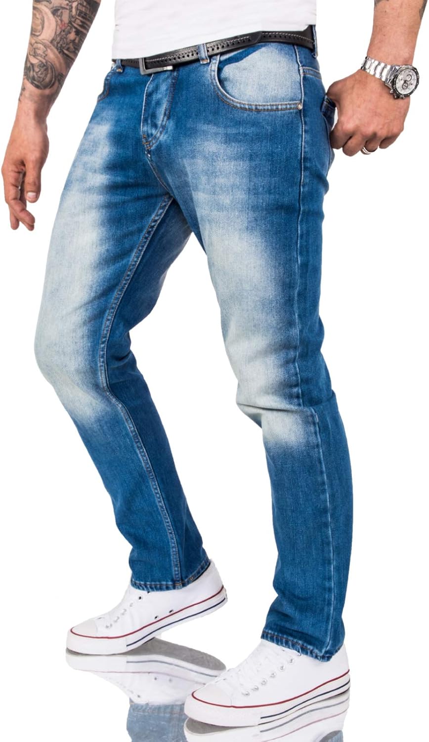 Rock Creek Herren Jeans Hose Denim Blau Straight-Cut Gerades Bein RC-2091 29W / 30L Blau - Rc-3119,